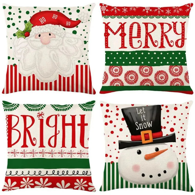 Conjunto 4 Capas Almofada Poliéster para Decoração Natalina Festiva AqueceLar