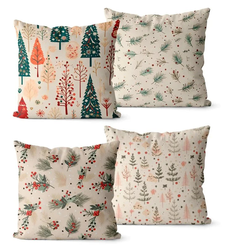 Conjunto 4 Capas de Almofadas Natalinas para Decoração AqueceLar