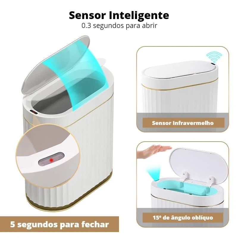 Lixeira Automática Oval 9l com Sensor para Banheiro e Cozinha AqueceLar