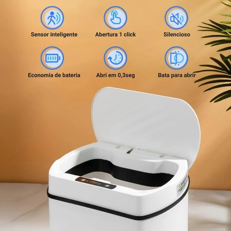 Lixeira Inteligente 15l com Sensor Automático para Banheiro e Cozinha AqueceLar